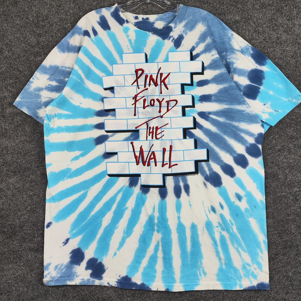 Pink Floyd The Wall Shirt Mens 2XL Blue Tie Dye Graphic Band Tee Liquid Blue